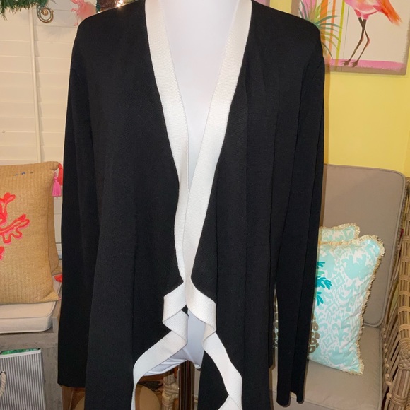 Eileen Fisher Angled Jacket Black/White Size M 20”x 27” - Picture 7 of 13